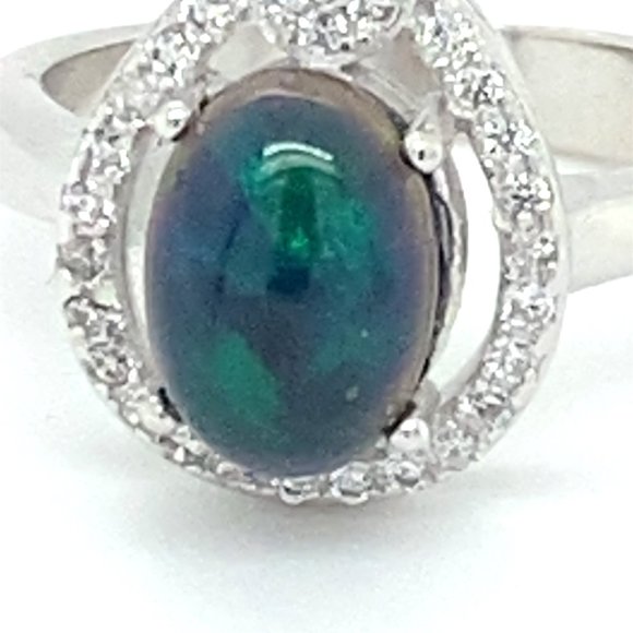 Black Opal 1.65ct Platinum Finish Solid 925 Sterling Silver Infinity Ring